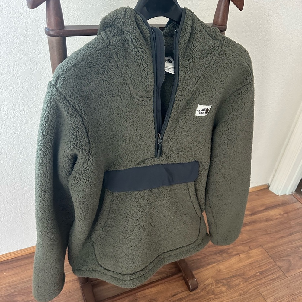 The North Face Olive Green Sherpa Fleece Half-Zip Pullover Size Men’s Medium
